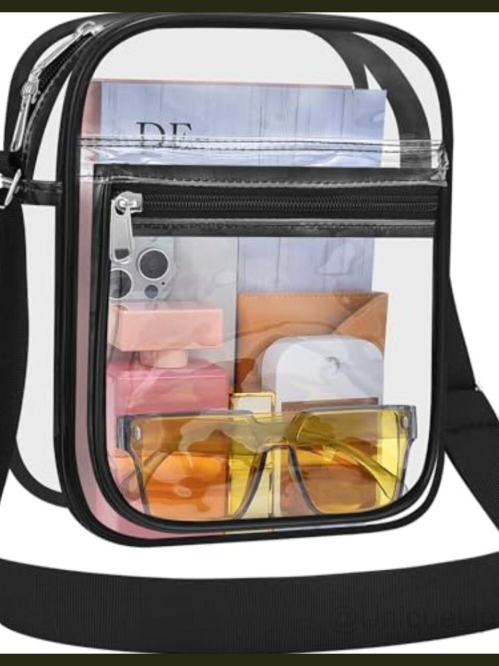 Clear Crossbody Messenger Bag Stadium Approved Waterproof PVC Adjustable Strap